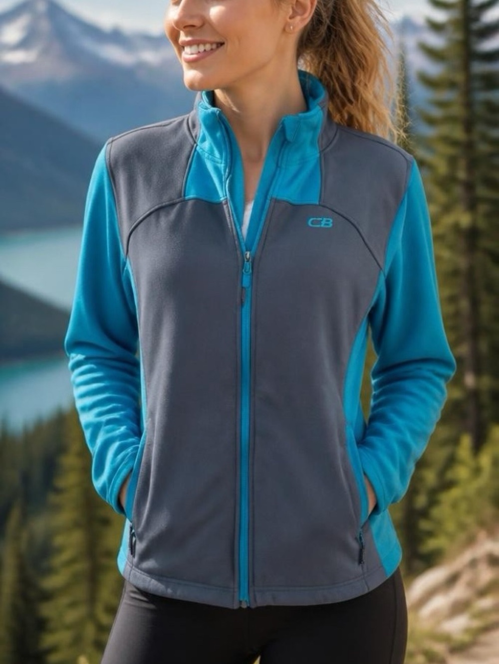 CB Sports Turquoise and Grey Fleece Jacket